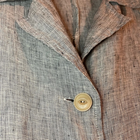 FLAX Long Linen Button Up Tunic Tan/Beige Jacket XL - Picture 7 of 10